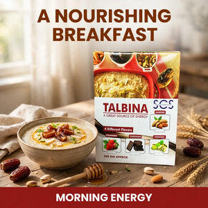 SCS Talbina served warm as a breakfast bowl with dates and honey