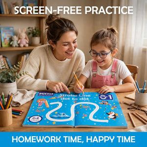 Child practising tracing at home – screen-free pre-writing practice