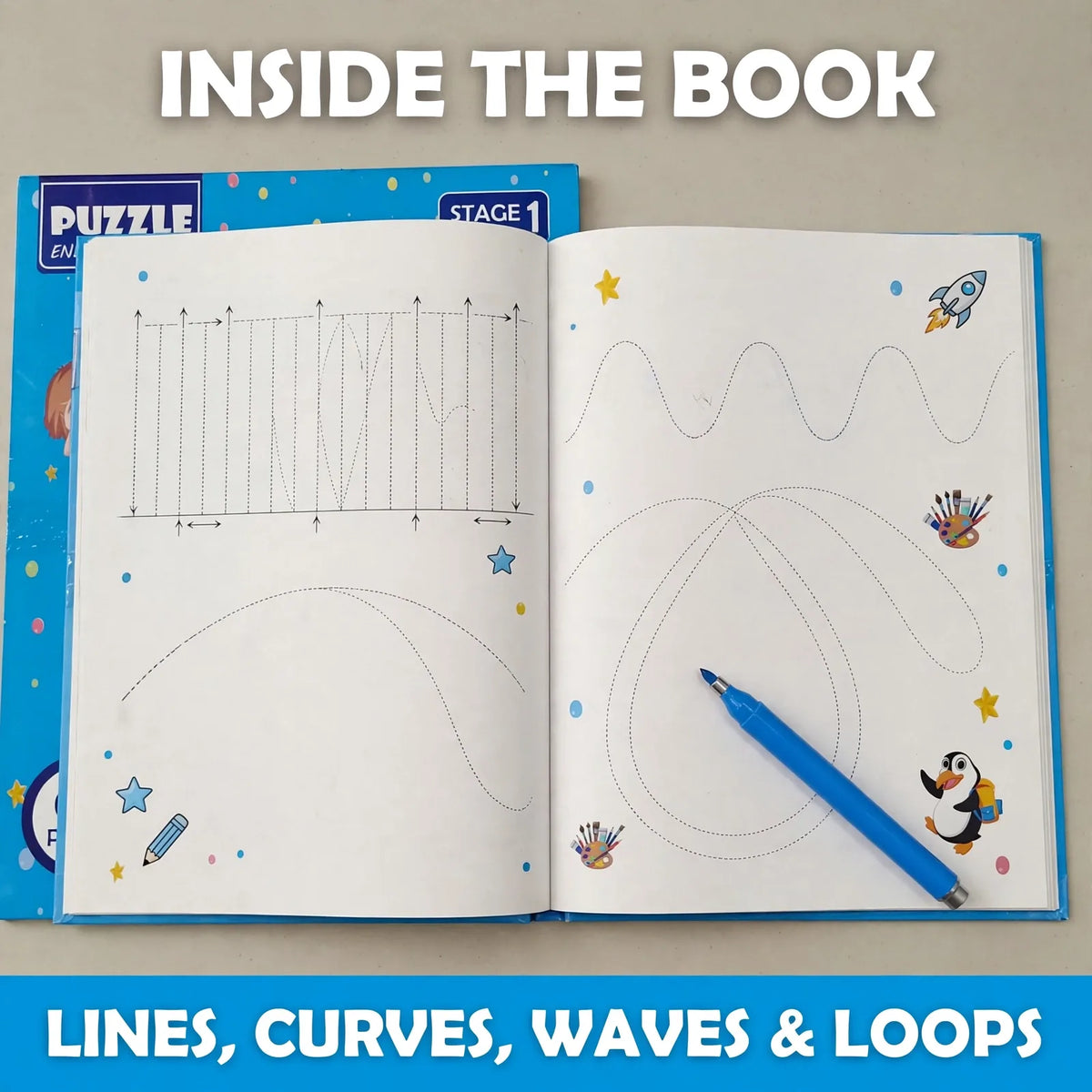 Inside the tracing workbook – stroke lines curves and dot to dot pages
