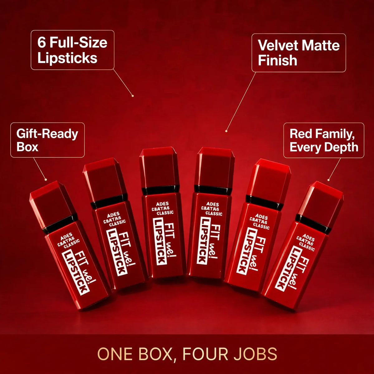 Matte velvet lipstick set benefits – 6 full-size lipsticks, velvet matte, gift box