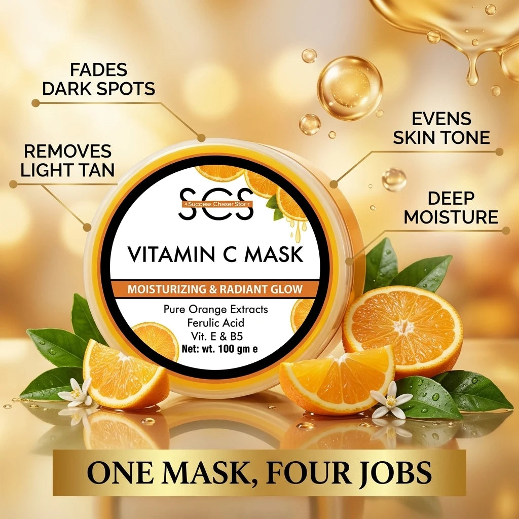 Benefits of SCS Vitamin C Gel Mask – fades dark spots, evens skin tone, removes light tan, deep moisture