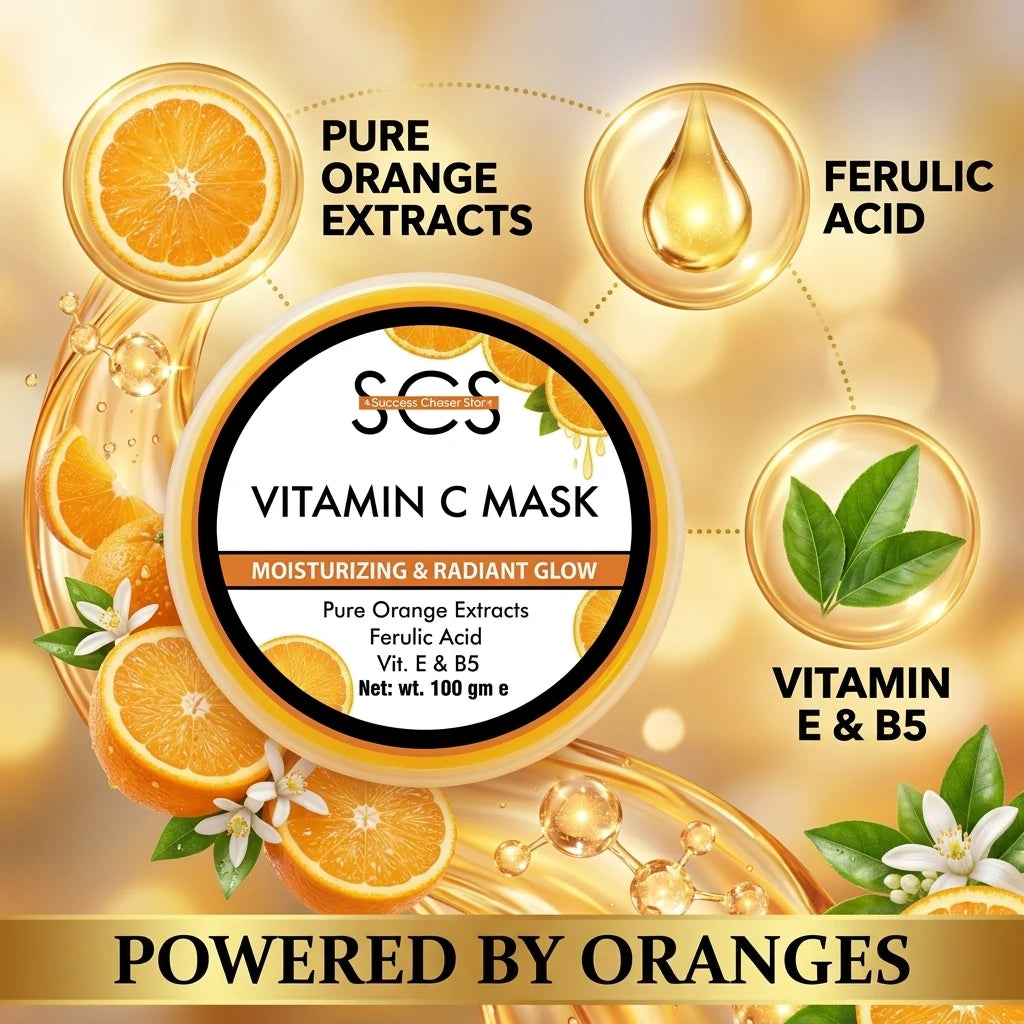 SCS Vitamin C Gel Mask key ingredients – pure orange extracts, ferulic acid, vitamin E and B5